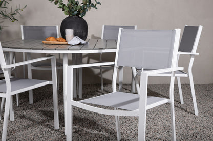 Break & Copacabana Rundt Spisebord ø150 Grå + Spisestole Grå