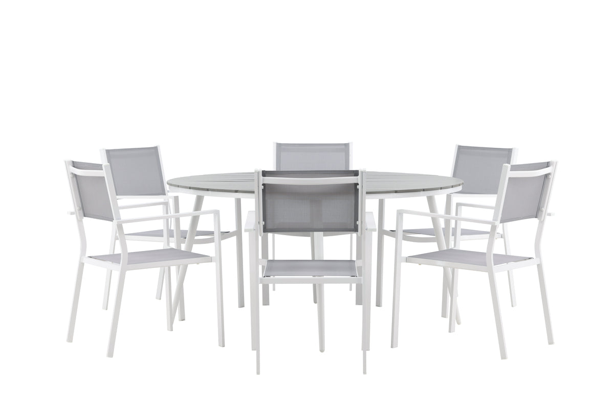 Break & Copacabana Rundt Spisebord ø150 Grå + Spisestole Grå