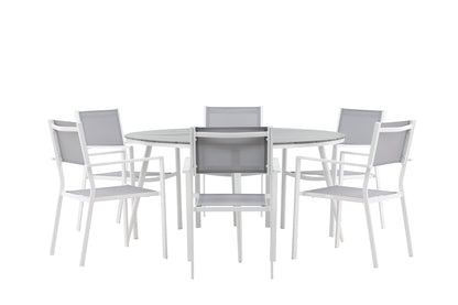 Break & Copacabana Rundt Spisebord ø150 Grå + Spisestole Grå