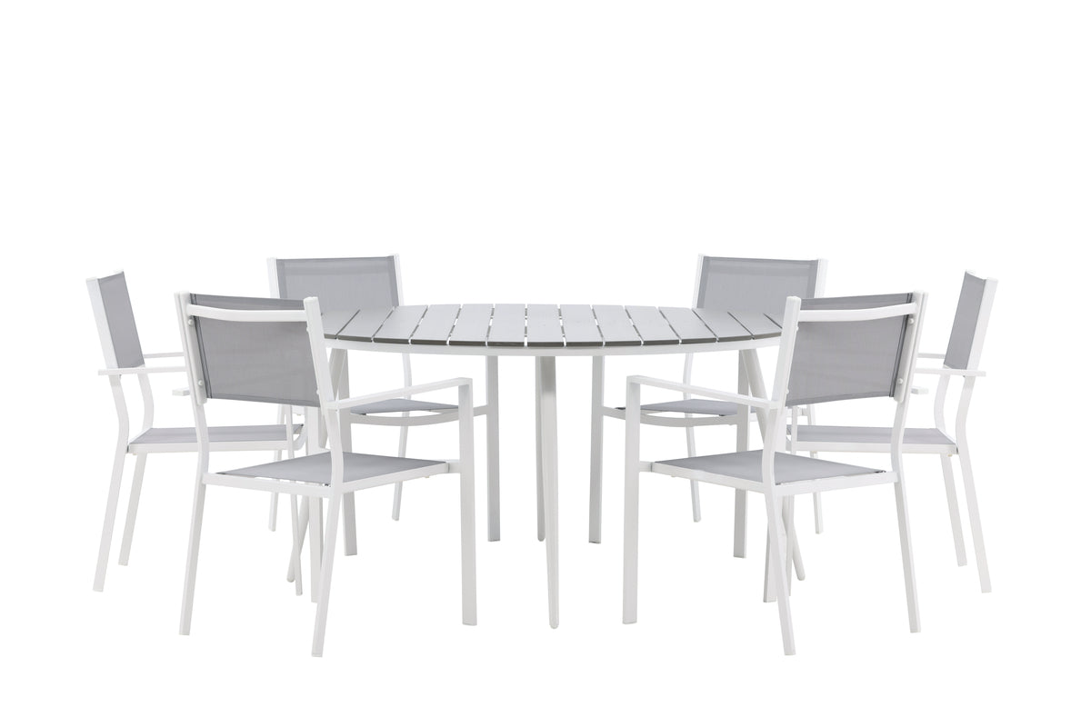 Break & Copacabana Rundt Spisebord ø150 Grå + Spisestole Grå