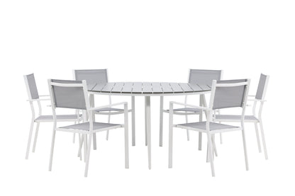 Break & Copacabana Rundt Spisebord ø150 Grå + Spisestole Grå