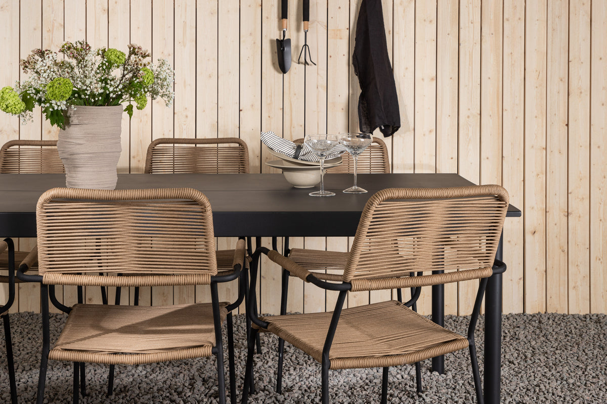 Modena & Lindos Spisebord 200x100 + Spisestole Brun