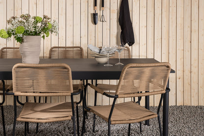 Modena & Lindos Spisebord 200x100 + Spisestole Brun