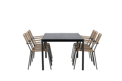 Modena & Lindos Spisebord 200x100 + Spisestole Brun