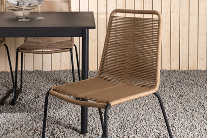 Rektangulært spisebord 200 x 100 Sort + Spisebordsstol 2-pak Brun