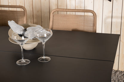 Rektangulært spisebord 200 x 100 Sort + Spisebordsstol 2-pak Brun