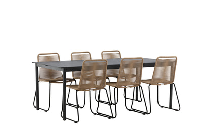 Rektangulært spisebord 200 x 100 Sort + Spisebordsstol 2-pak Brun