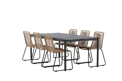 Rektangulært spisebord 200 x 100 Sort + Spisebordsstol 2-pak Brun