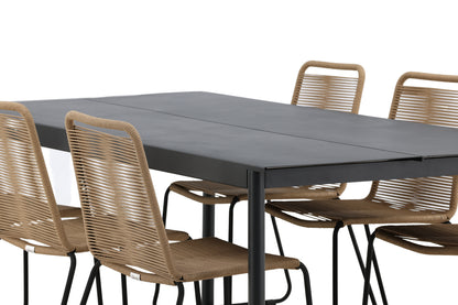 Rektangulært spisebord 200 x 100 Sort + Spisebordsstol 2-pak Brun