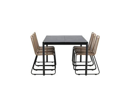 Rektangulært spisebord 200 x 100 Sort + Spisebordsstol 2-pak Brun