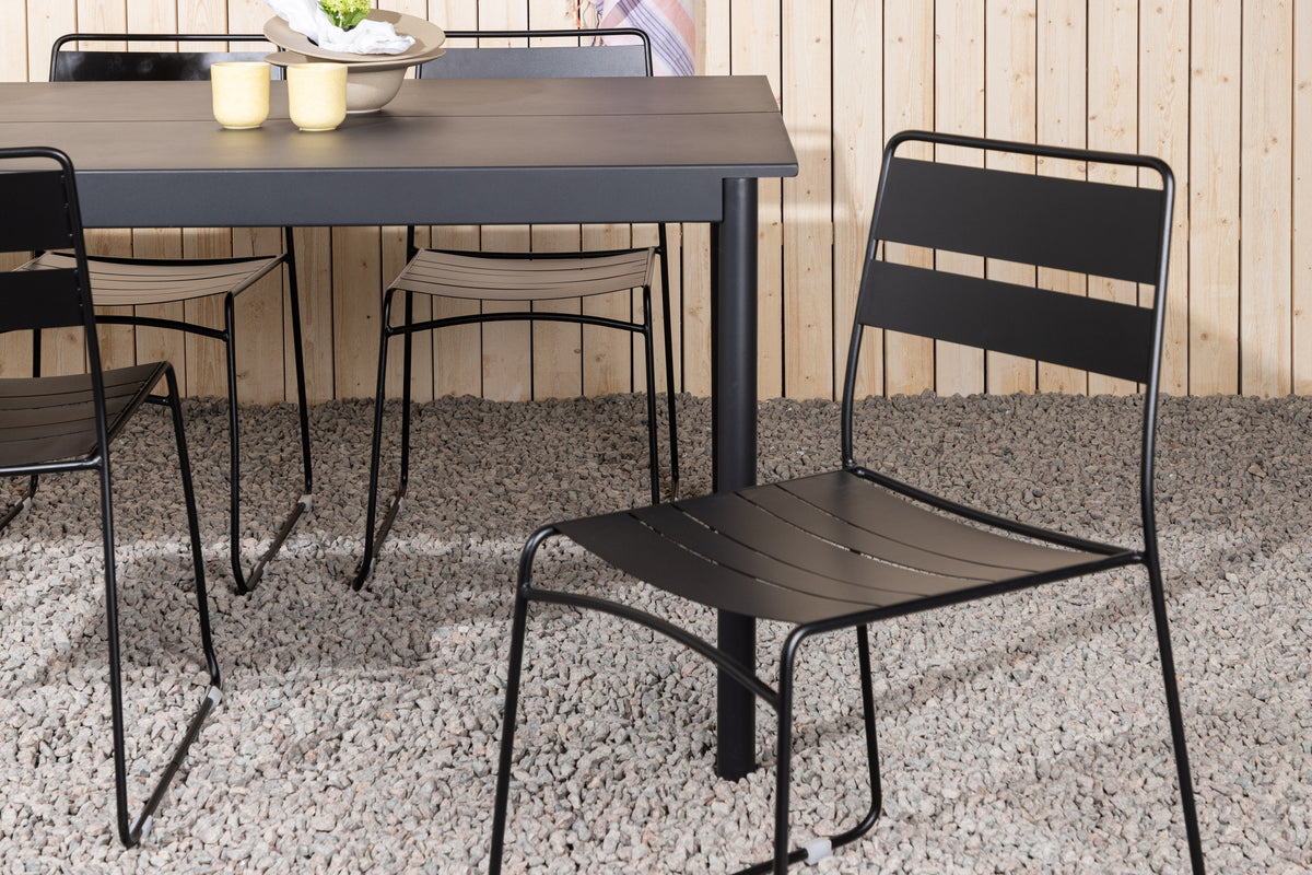 Lina & Modena Spisestole Sort + Spisebord 200x100