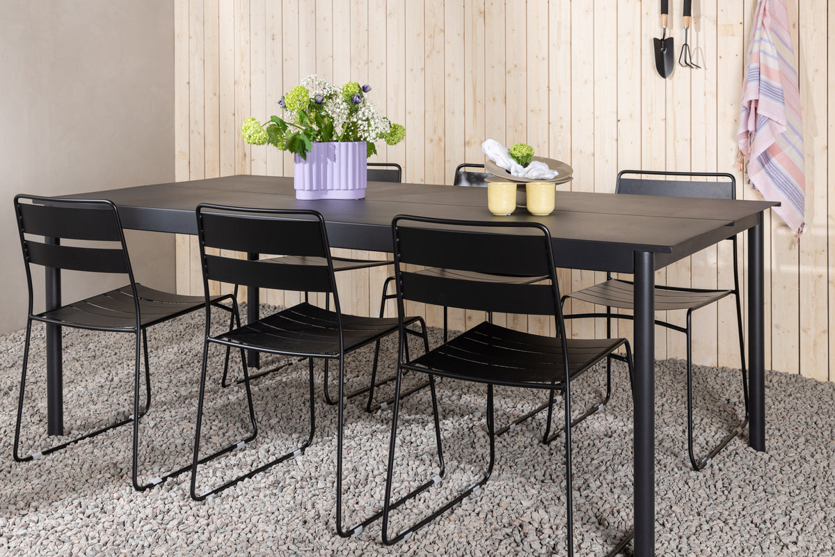 Lina & Modena Spisestole Sort + Spisebord 200x100