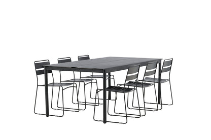Lina & Modena Spisestole Sort + Spisebord 200x100