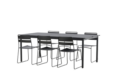 Lina & Modena Spisestole Sort + Spisebord 200x100