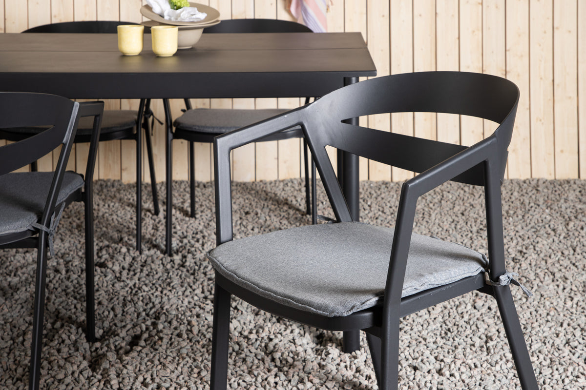 Modena & Slit Spisebord 200x100 + Spisestole Sort