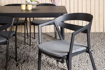 Modena & Slit Spisebord 200x100 + Spisestole Sort