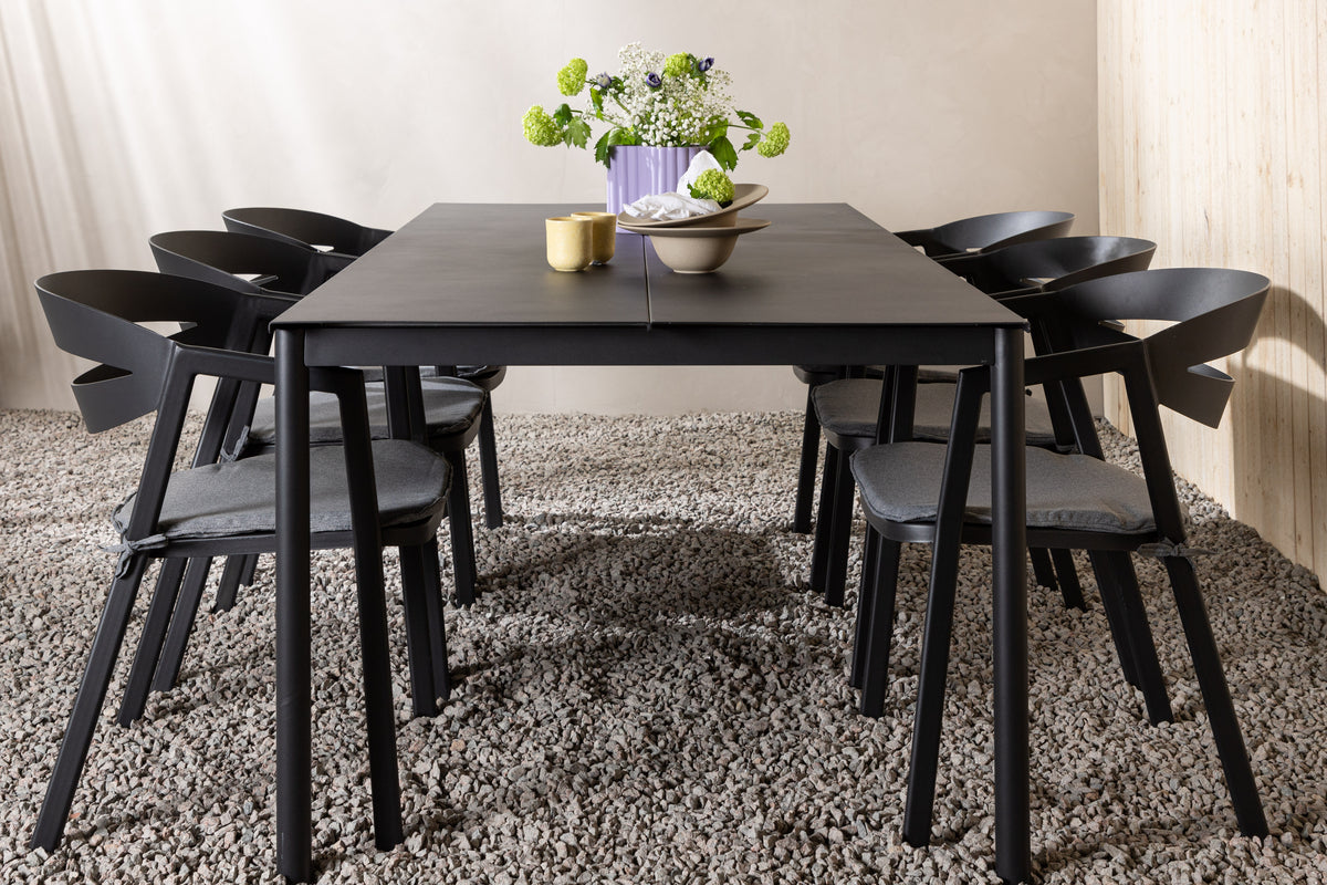 Modena & Slit Spisebord 200x100 + Spisestole Sort