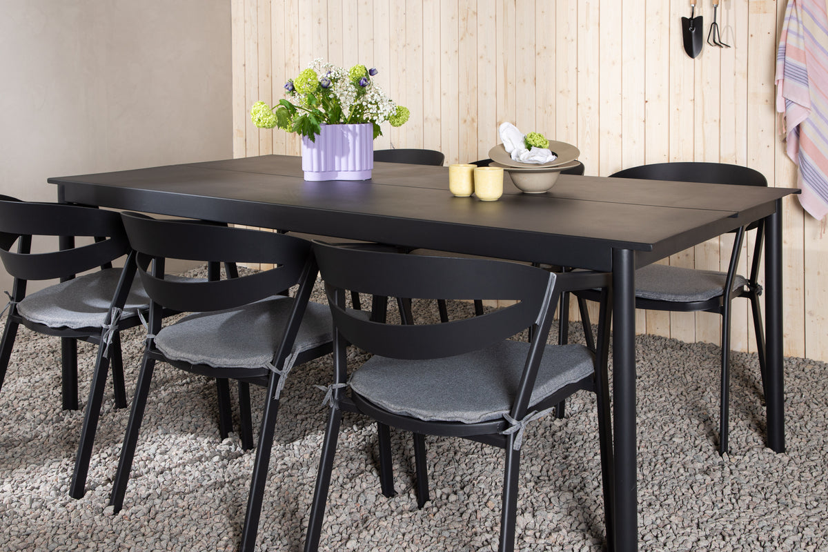 Modena & Slit Spisebord 200x100 + Spisestole Sort