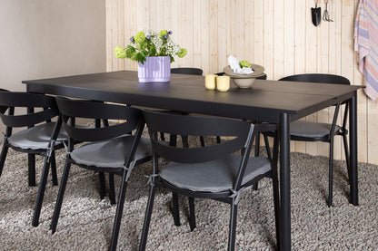 Modena & Slit Spisebord 200x100 + Spisestole Sort