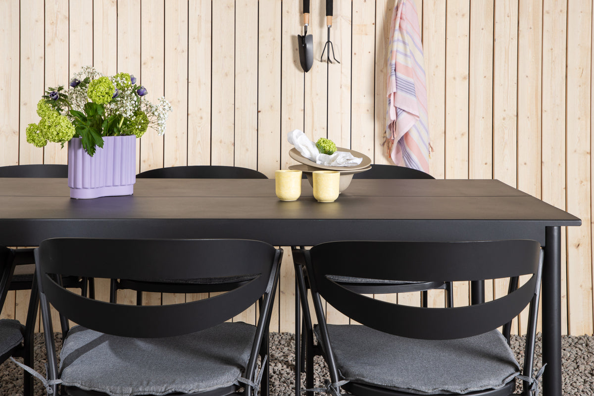 Modena & Slit Spisebord 200x100 + Spisestole Sort
