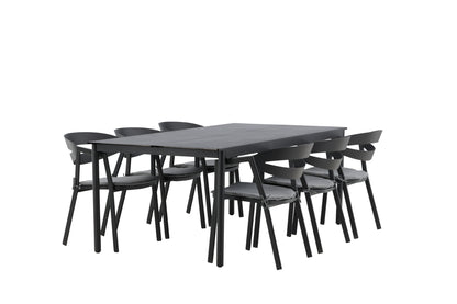 Modena & Slit Spisebord 200x100 + Spisestole Sort