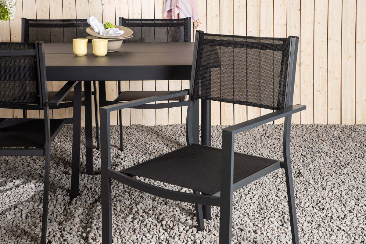 Rektangulært spisebord 200 x 100 Sort + Spisebordsstol 2-pak Sort