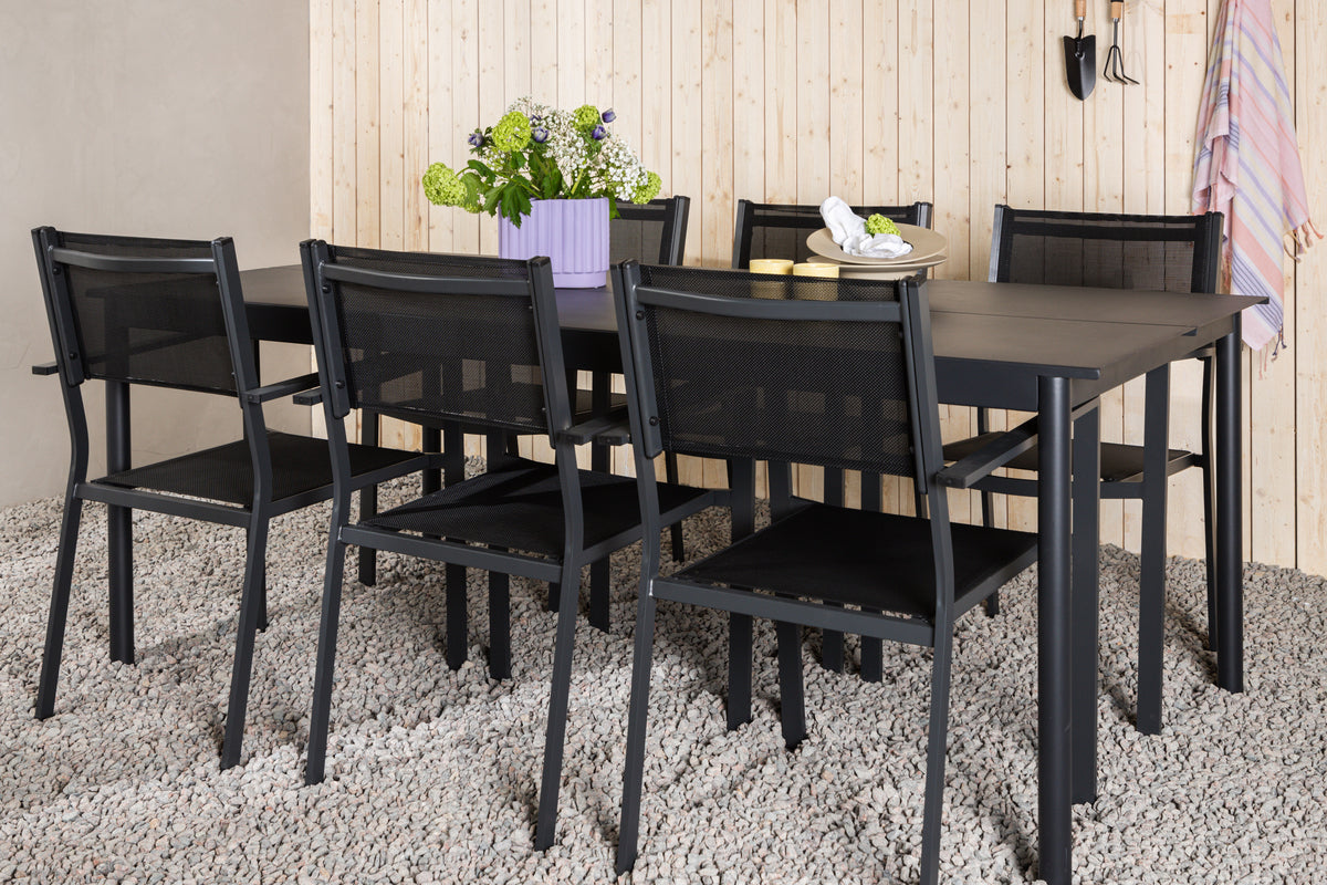 Rektangulært spisebord 200 x 100 Sort + Spisebordsstol 2-pak Sort