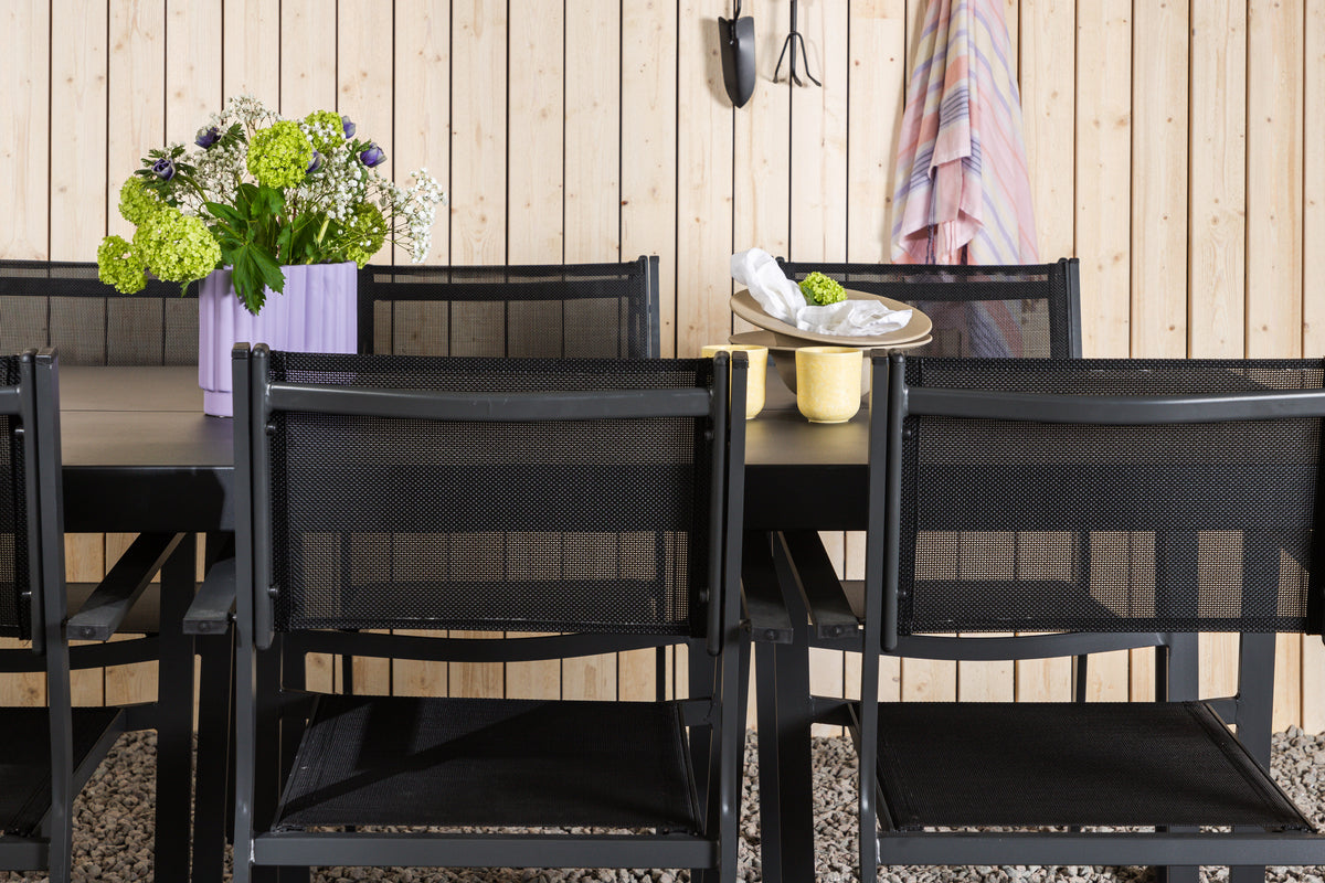 Rektangulært spisebord 200 x 100 Sort + Spisebordsstol 2-pak Sort