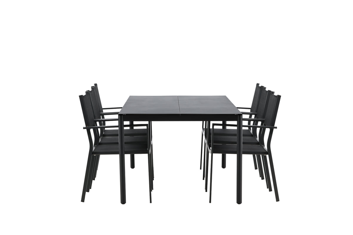 Rektangulært spisebord 200 x 100 Sort + Spisebordsstol 2-pak Sort