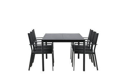 Rektangulært spisebord 200 x 100 Sort + Spisebordsstol 2-pak Sort