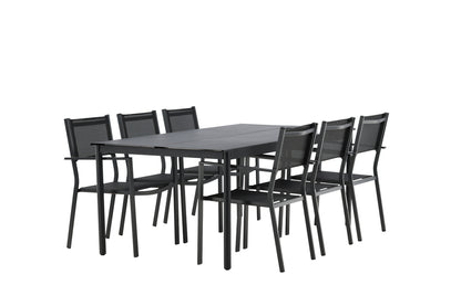 Rektangulært spisebord 200 x 100 Sort + Spisebordsstol 2-pak Sort