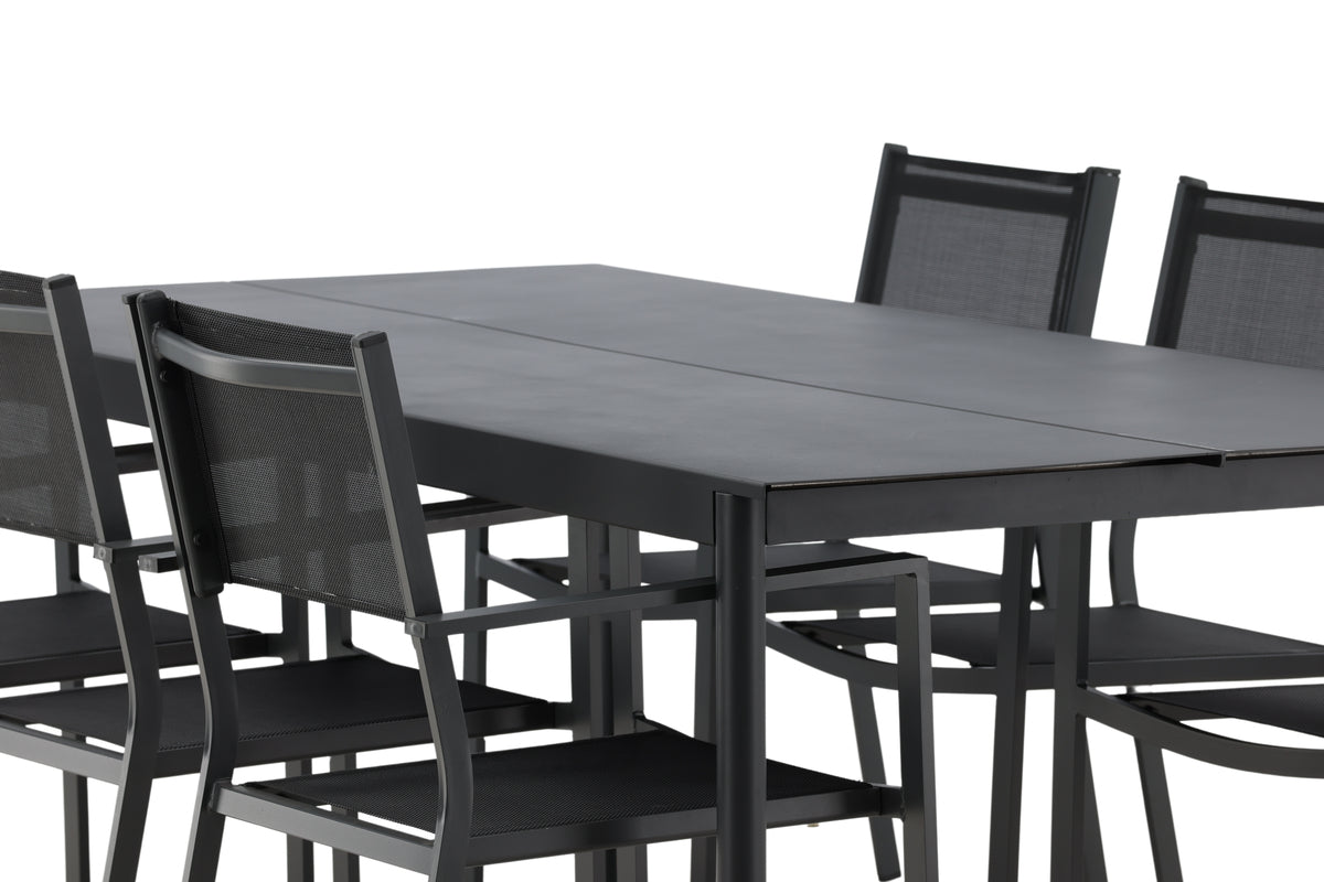 Rektangulært spisebord 200 x 100 Sort + Spisebordsstol 2-pak Sort