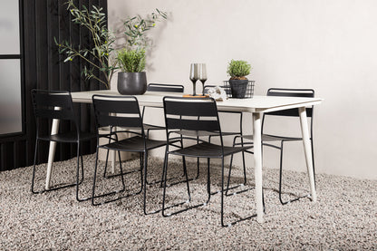 Lina Spisestole 2-pak Sort + Rektangulært Spisebord 200 x 90 Beige