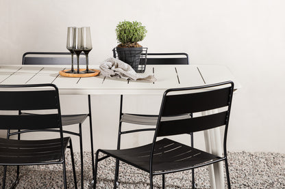 Lina Spisestole 2-pak Sort + Rektangulært Spisebord 200 x 90 Beige