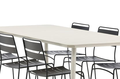 Lina Spisestole 2-pak Sort + Rektangulært Spisebord 200 x 90 Beige