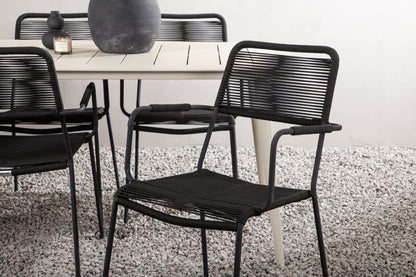 Rektangulært spisebord 200 x 90 Beige + Spisebordsstol 2-pak Sort