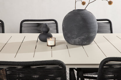 Rektangulært spisebord 200 x 90 Beige + Spisebordsstol 2-pak Sort