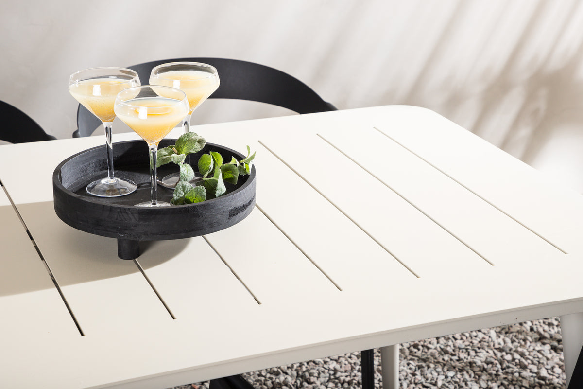 Spisebordsstol Sort + Rektangulært Spisebord 200 x 90 Beige