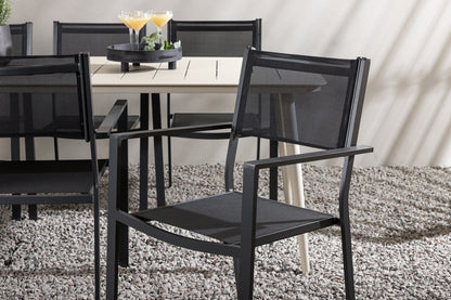 Rektangulært spisebord 200 x 90 Beige + Spisebordsstol 2-pak Sort