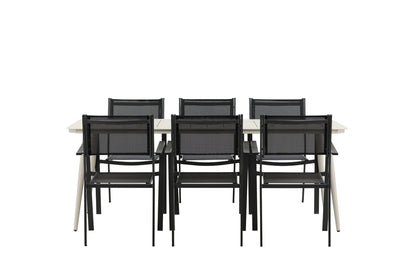 Rektangulært spisebord 200 x 90 Beige + Spisebordsstol 2-pak Sort