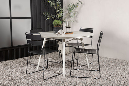 Lina Spisebordsstole Sort + Runde Spisebord ø120 Beige