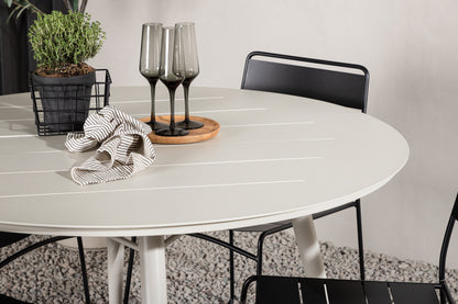 Lina Spisebordsstole Sort + Runde Spisebord ø120 Beige