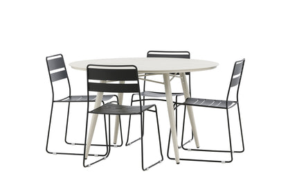 Lina Spisebordsstole Sort + Runde Spisebord ø120 Beige