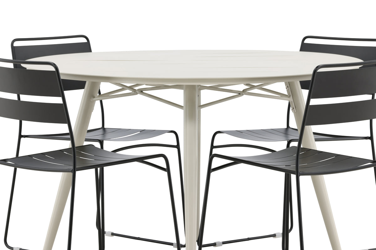 Lina Spisebordsstole Sort + Runde Spisebord ø120 Beige