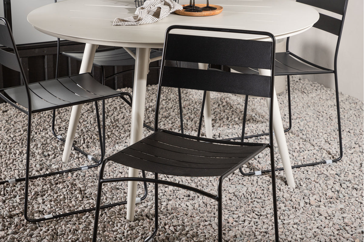 Lina Spisebordsstole Sort + Runde Spisebord ø120 Beige