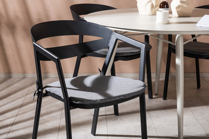 Spisebordsstol Sort + Rundt Spisebord 120 Beige