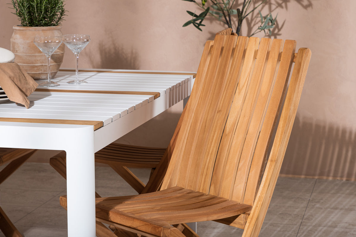 Spisebordsstol Guld + Rektangulært spisebord 150 x 90 Hvid