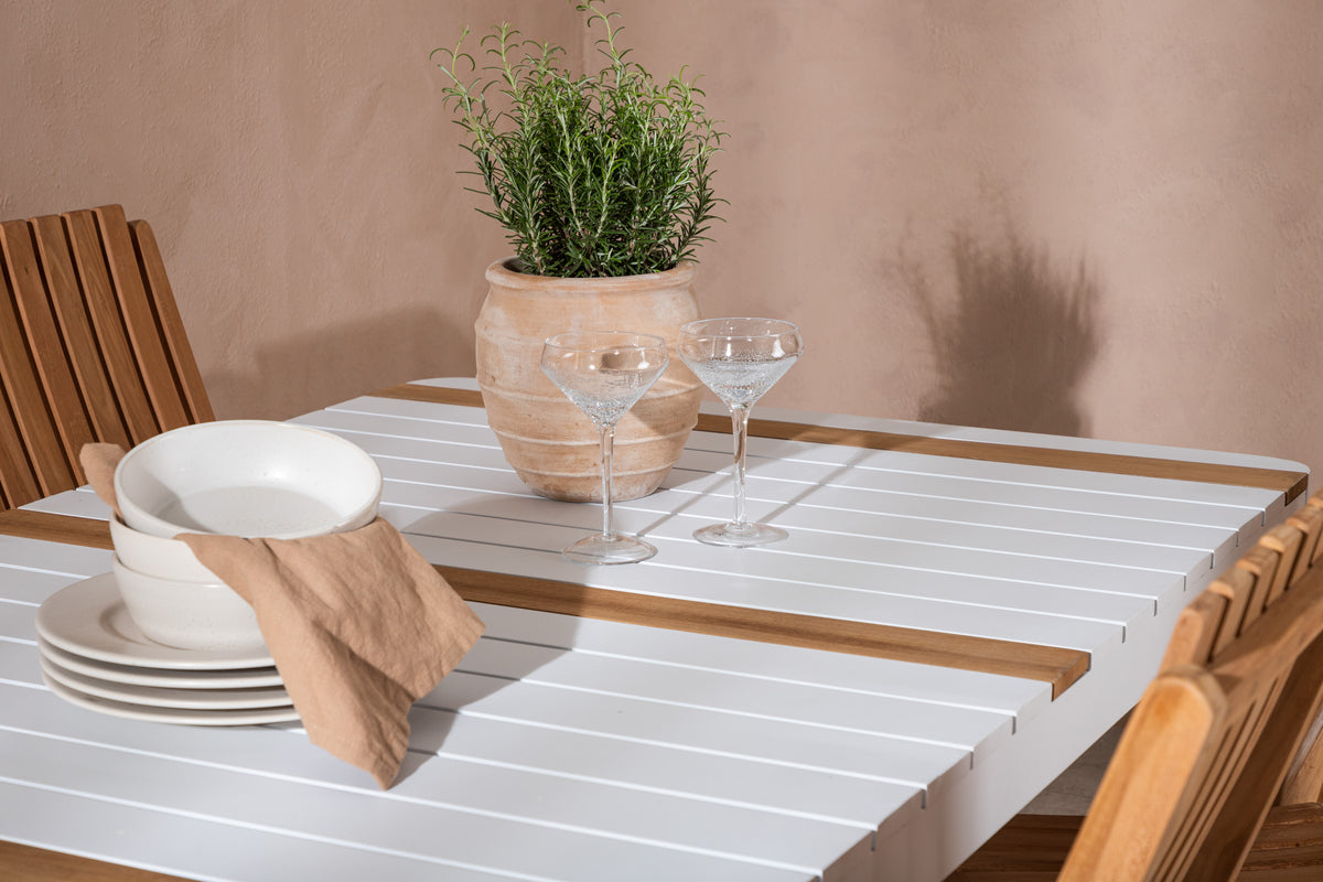 Spisebordsstol Guld + Rektangulært spisebord 150 x 90 Hvid