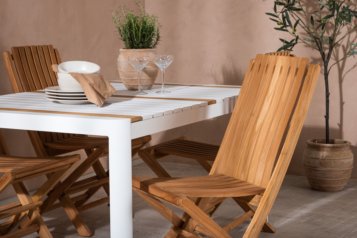 Spisebordsstol Guld + Rektangulært spisebord 150 x 90 Hvid