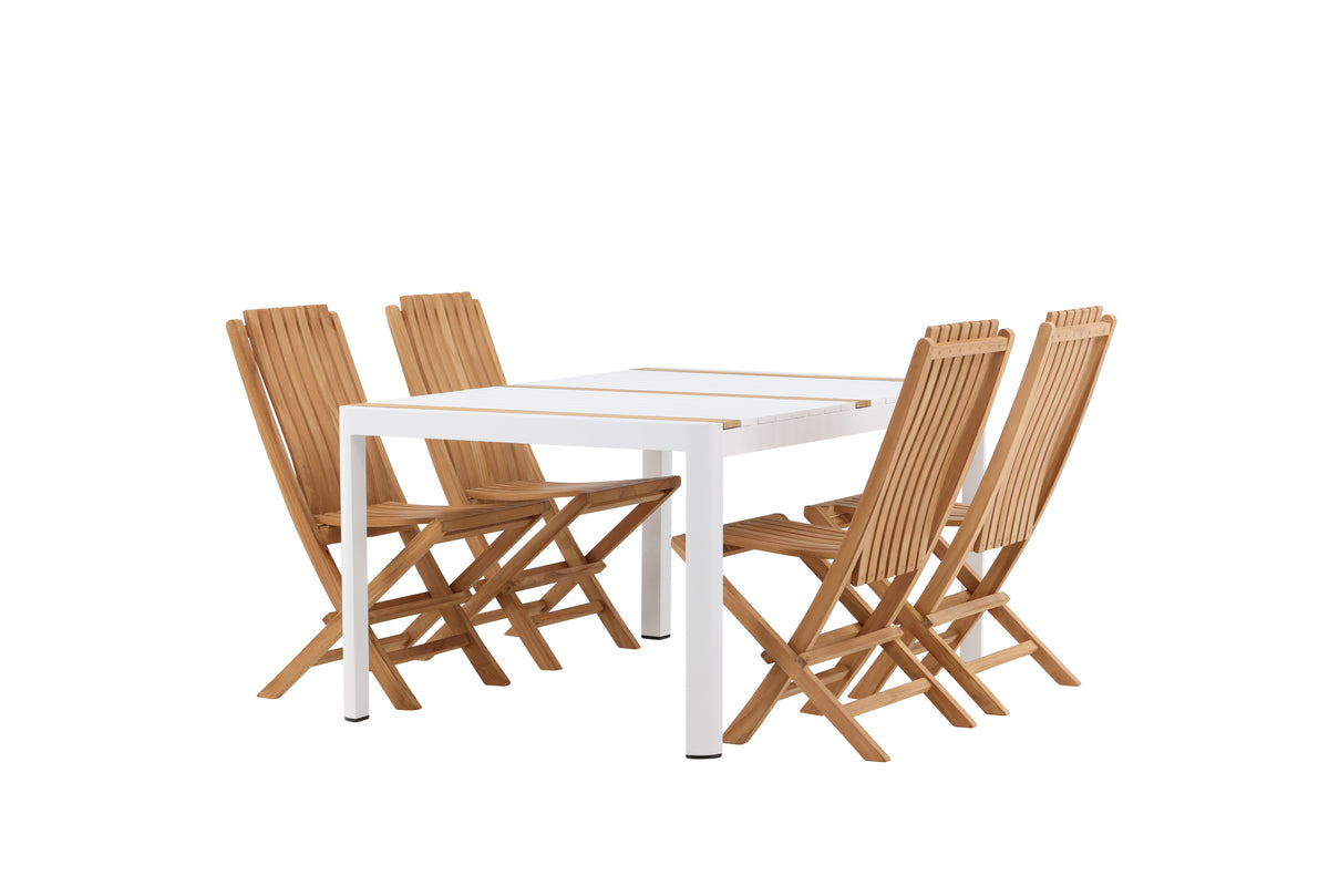 Spisebordsstol Guld + Rektangulært spisebord 150 x 90 Hvid